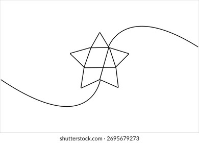 One continuous line art drawing of star design on white background. vector illustration black thin line of star icon