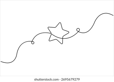 One continuous line art drawing of star design on white background. vector illustration black thin line of star icon