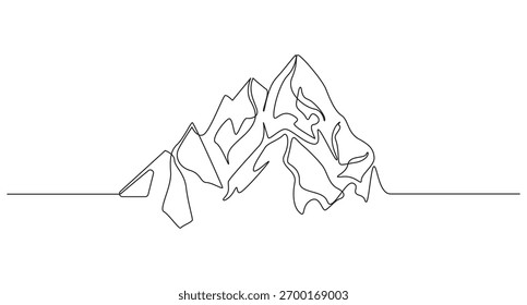 Eine durchgehende Linie Kunst Zeichnung der Bergkette Landschaft,Kontinuierliche Linie Bergkette Zeichnung Vektorgrafik,Abstrakte Bergkette Landschaft einfache eine Linie Kunst Zeichnung der Berge
