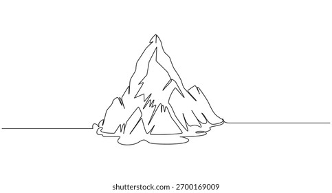 Um desenho de arte de linha contínua de paisagem de cordilheira,Linha contínua cordilheira Desenho ilustração vetorial,Abstrato cordilheira paisagem simples uma linha arte desenho de montanhas