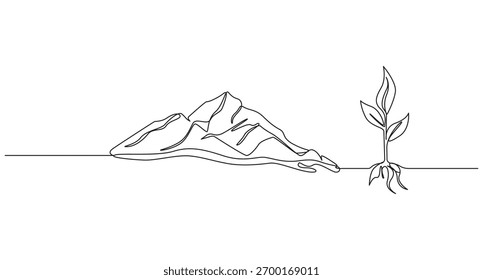 Eine durchgehende Linie Kunst Zeichnung der Bergkette Landschaft,Kontinuierliche Linie Bergkette Zeichnung Vektorgrafik,Abstrakte Bergkette Landschaft einfache eine Linie Kunst Zeichnung der Berge
