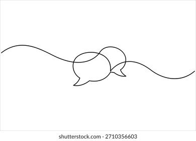 Eine durchgehende Strichzeichnung der Sprachblasen-Vektorgrafik. Lineares Vektorzeilensymbol für Kommunikations-Chat-Messenger. Dialog Cloud, Chat Bubble Konzept Umrisslinie Design