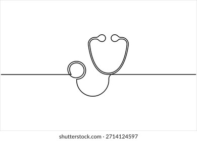 Um desenho de arte de linha contínua do projeto do estetoscópio para ilustrações do vetor médico e de saúde