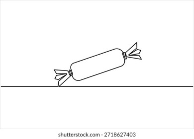 Um desenho de arte de linha contínua de doce, caramelo e chocolate doce no símbolo de papel de embalagem para a ilustração de arte vetorial conceito de loja de doces