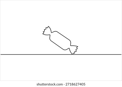 Eine durchgehende Linie Kunst Zeichnung von Süßigkeiten, Karamelll und Schokolade süß in Umhüllungspapier Symbol für Süßigkeiten Shop Konzept Vektorgrafik
