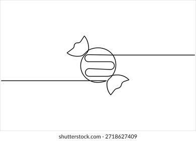One continuous line art drawing of candy, Caramel and chocolate sweet in wrapper paper symbol for candy shop concept vector art illustration