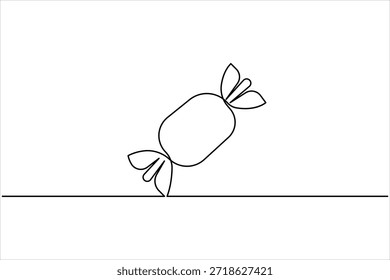 Un dibujo de arte de línea continua de caramelos, caramelo y chocolate dulce en papel de envoltura para la ilustración de Arte vectorial de concepto de tienda de caramelos