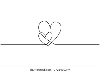 Un dibujo de arte de línea continua de corazón y signo de amor. Ilustración vectorial de arte de línea moderna minimalista del corazón