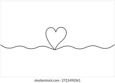 Un dibujo de arte de línea continua de corazón y signo de amor. Ilustración vectorial de arte de línea moderna minimalista del corazón