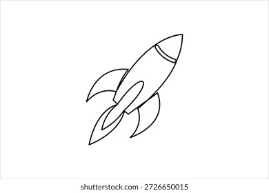 Um desenho de arte de linha contínua da espaçonave. Ilustração do vetor de lançamento da nave espacial do foguete