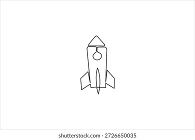 Um desenho de arte de linha contínua da espaçonave. Ilustração do vetor de lançamento da nave espacial do foguete