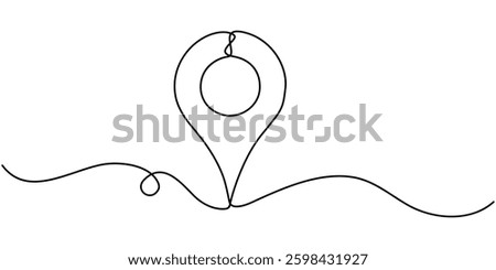 One continuous line art drawing of Location and path pointers vector illustration, continuous one line google map point route directions and location outline vector art illustration, Location Single.