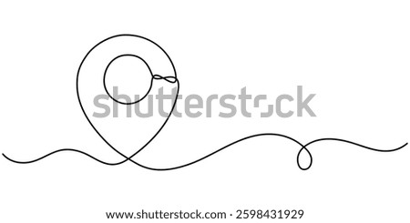 One continuous line art drawing of Location and path pointers vector illustration, continuous one line google map point route directions and location outline vector art illustration, Location Single.