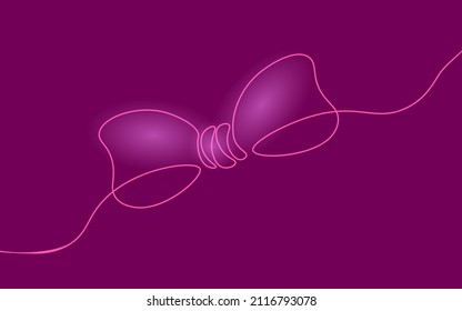 Ein Geschenkband mit kontinuierlicher Linie. Geburtstag präsentieren minimalistische einzelne Skizze Tintenzeichnung. Fest-Party Überraschung Grußkarte Vektorgrafik