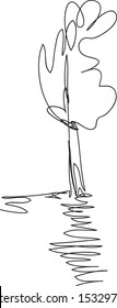 One continuous line art illustration. Sketch tree. Isolated element for eco design concept.