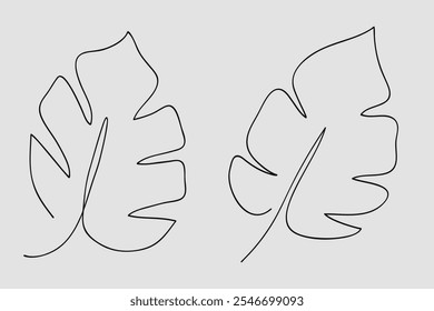 Eine kontinuierliche Linie Kunst Monsterblatt Set.Hand Zeichnung Vektorgrafik