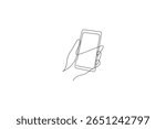 One continuous line art of smart vector illustration Smartphone one line  drawing art
