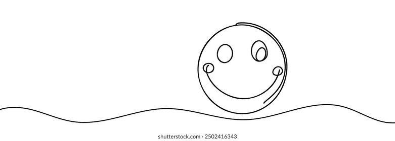 Una Ilustración vectorial aislada de la cara sonriente del arte de la línea continua en el fondo blanco