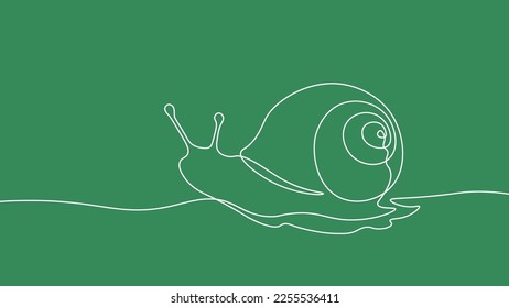 One continuous line art snail symbol. Sketch black drawing animal slow shell wildlife. Garden natural slow metaphor vector illustration