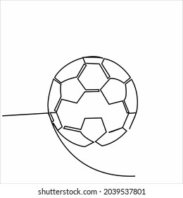 
One continuous line art of soccer ball silhouette. Final championship playing sports game one line sketch design drawing vector illustration