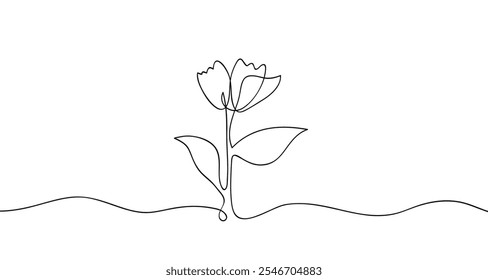 Una flor de brote de arte de línea continua. Ilustración vectorial de dibujo a mano