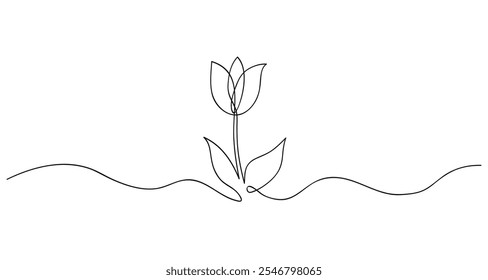 Una flor de brote de arte de línea continua. Ilustración vectorial de dibujo a mano