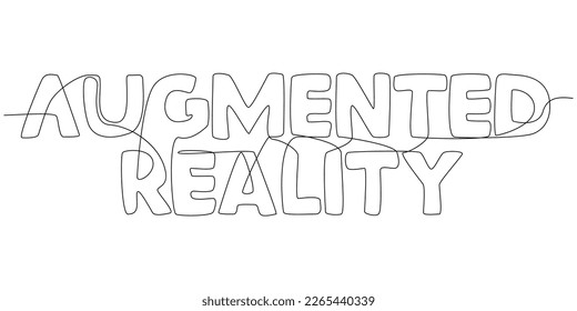 One continuous line of Augmented Reality word. Thin Line Illustration vector concept. Contour Drawing Creative ideas.