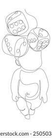 One continuous line of Baby and dice. Thin Line Illustration vector concept. Contour Drawing Creative ideas.