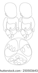 One continuous line of Baby and dice. Thin Line Illustration vector concept. Contour Drawing Creative ideas.