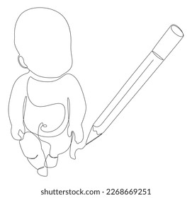 One continuous line of a baby drawn by with felt tip pen. Thin Line Illustration vector concept. Contour Drawing Creative ideas.