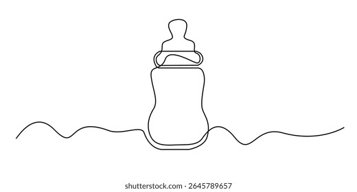 uma linha contínua chupeta do bebê.single linha arte bebê leite.isolado branco fundo