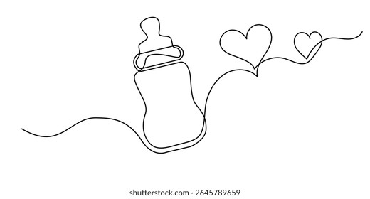 uma linha contínua chupeta do bebê.single linha arte bebê leite.isolado branco fundo