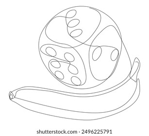 One continuous line of banana and dice. Thin Line Illustration vector concept. Contour Drawing Creative ideas.