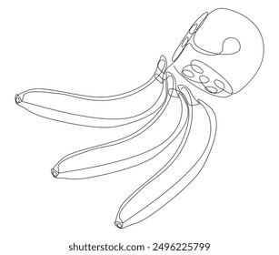 One continuous line of banana and dice. Thin Line Illustration vector concept. Contour Drawing Creative ideas.