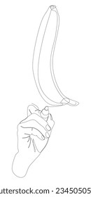 One continuous line of Banana with felt tip pen. Thin Line Illustration food vector concept. Contour Drawing Creative ideas.