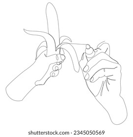 Eine durchgehende Bananenlinie mit Filzstift. Thin Line Illustration Food Vektorkonzept. Erstellen Sie kreative Ideen.
