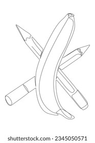 One continuous line of Banana with felt tip pen. Thin Line Illustration food vector concept. Contour Drawing Creative ideas.