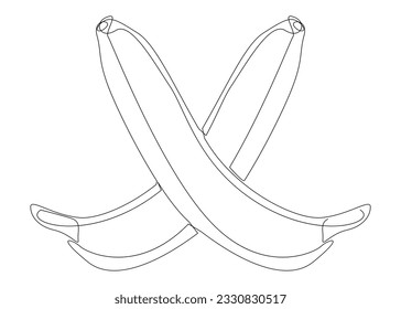 Una línea continua de Banana. Concepto vectorial de ilustración de frutas tropicales de línea delgada. Contour Drawing Ideas Creativas.