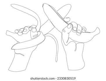 One continuous line of Banana. Thin Line Tropical Fruit illustration vector concept. Contour Drawing Creative ideas.