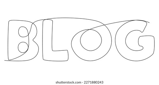 One continuous line of Blog word. Thin Line Illustration vector concept. Contour Drawing Creative ideas.