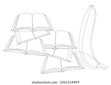 One continuous line of Book with banana. Thin Line Illustration vector concept. Contour Drawing Creative ideas.