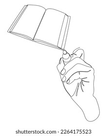One continuous line of Book with a pencil, felt tip pen. Thin Line Illustration vector concept. Contour Drawing Creative ideas.