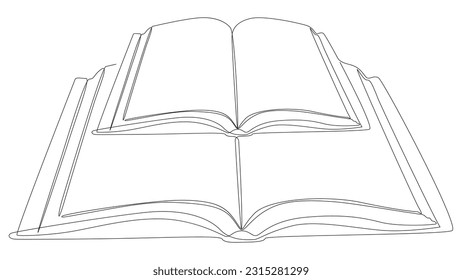 One continuous line of books. Thin Line Illustration vector concept. Contour Drawing Creative ideas.