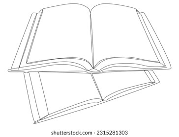 One continuous line of books. Thin Line Illustration vector concept. Contour Drawing Creative ideas.