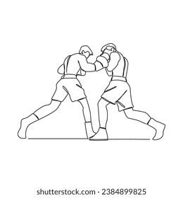 One continuous line of Boxing player vector illustration. Boxing player illustration simple linear style concept vector. Fighting sport design for your business asset design and promotion.