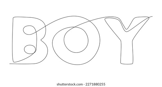 One continuous line of Boy word. Thin Line Illustration vector concept. Contour Drawing Creative ideas.
