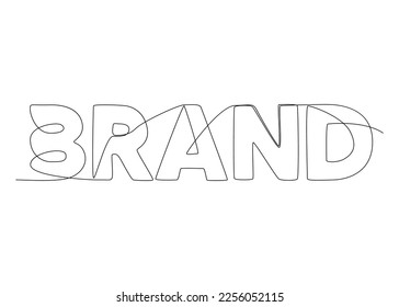 One continuous line of Brand word. Thin Line Illustration vector concept. Contour Drawing Creative ideas.