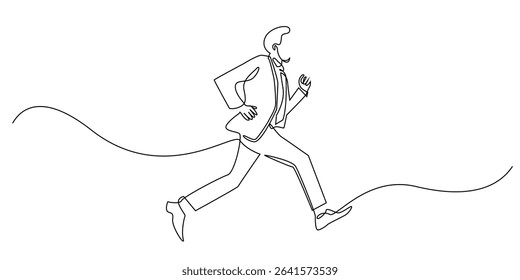 one continuous line of business man running.single line of man in suit running.chasing business target.vector illustration eps 10