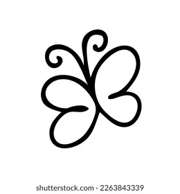 One continuous line butterfly doodle drawing. Beautiful flying moth for tee, stickers, logo. Isolated vector illustration for decor and design.



