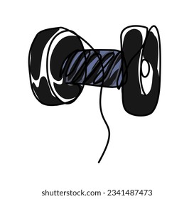 one continuous line of cable roll on white background